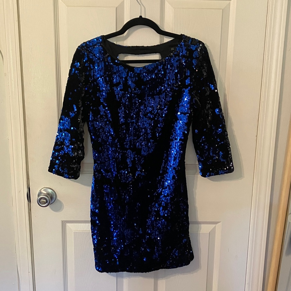 Zara Black and Blue Sequin Dress